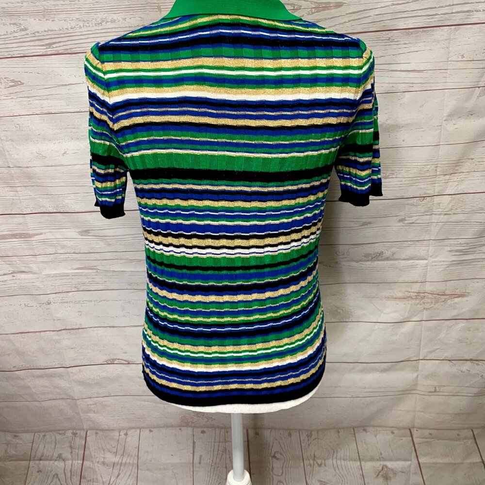 Maje Macumba striped knit Polo shirt size 3 - Picture 4 of 7